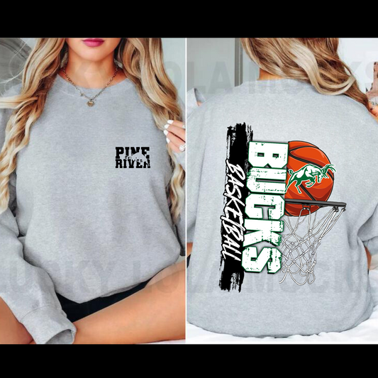 Pine River Bucks Basketball ADULT Crewneck Sweatshirt