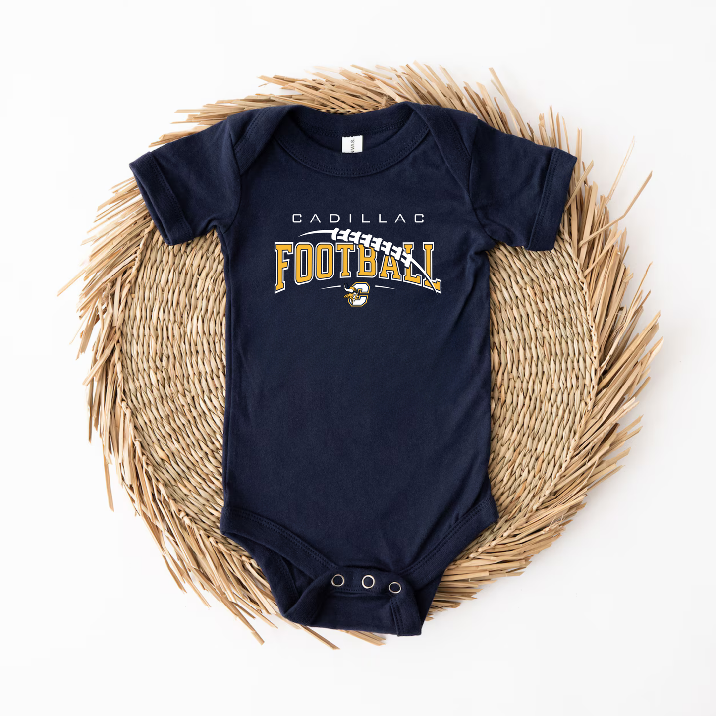 Cadillac Vikings Football Baby Bodysuit