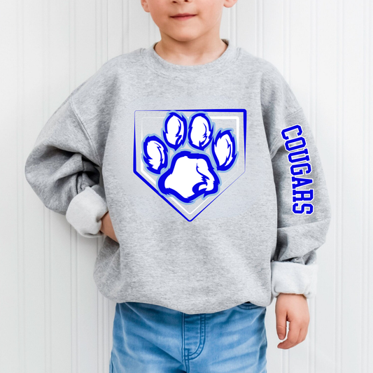 Great Lakes Cougars Baseball Unisex YOUTH Crewneck Sweatshirt
