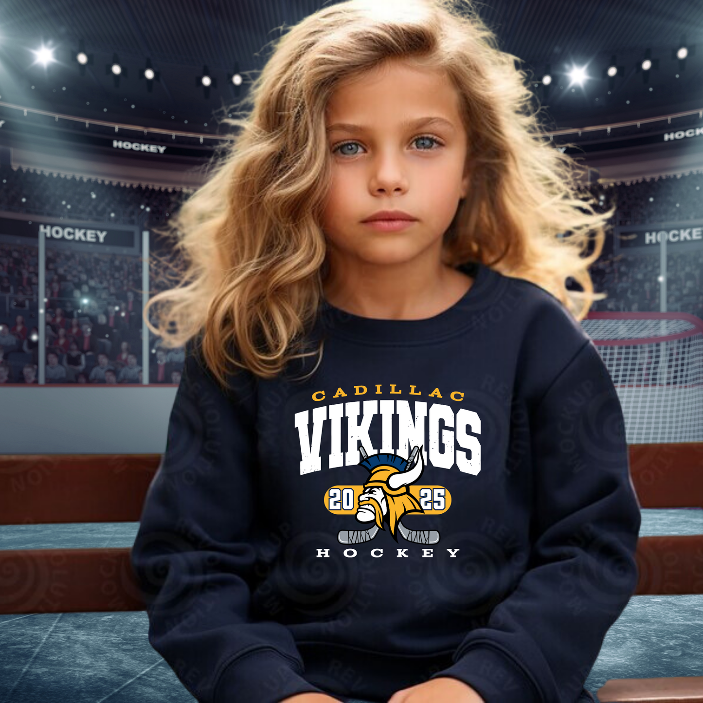 Cadillac Vikings Hockey YOUTH Crewneck Sweatshirt