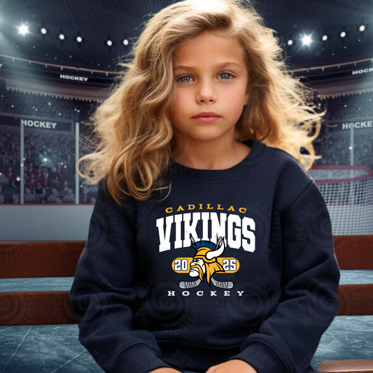 Cadillac Vikings Hockey YOUTH Crewneck Sweatshirt