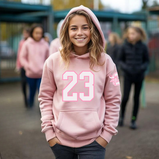 Vikings Pink Out Varsity Number YOUTH Hoodie