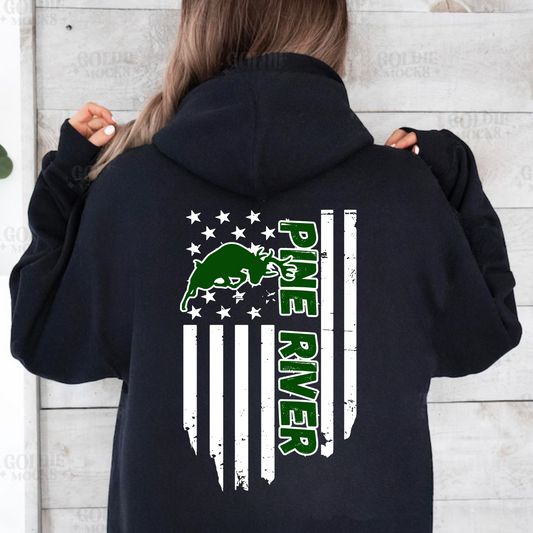 Pine River Distressed Flag Adult Hoodie