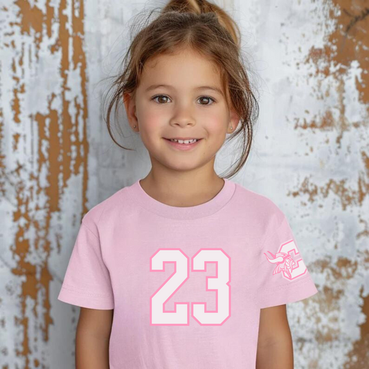 Vikings Pink Out Varsity Number YOUTH T-Shirt