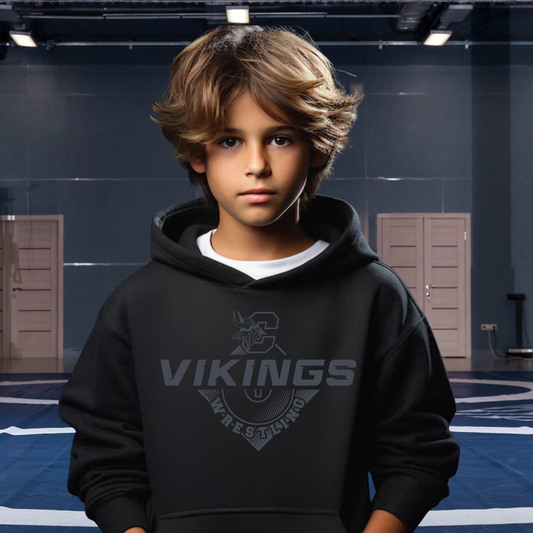 BLACKOUT Cadillac Vikings Wrestling Unisex YOUTH Hoodie