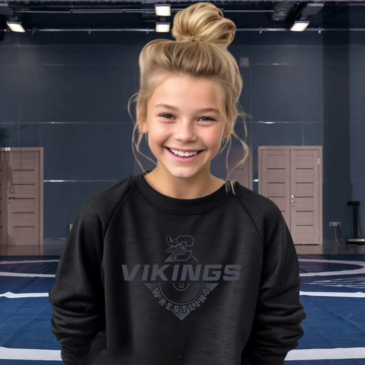 BLACKOUT Cadillac Vikings Wrestling YOUTH Crewneck Sweatshirt