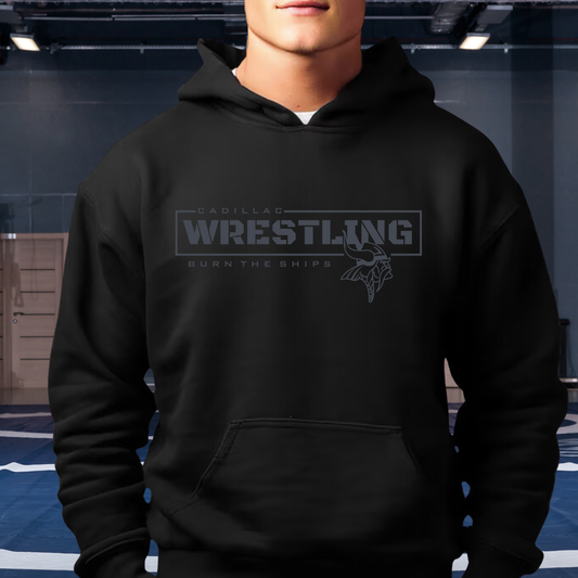 BLACKOUT Cadillac Vikings Wrestling ADULT Hoodie