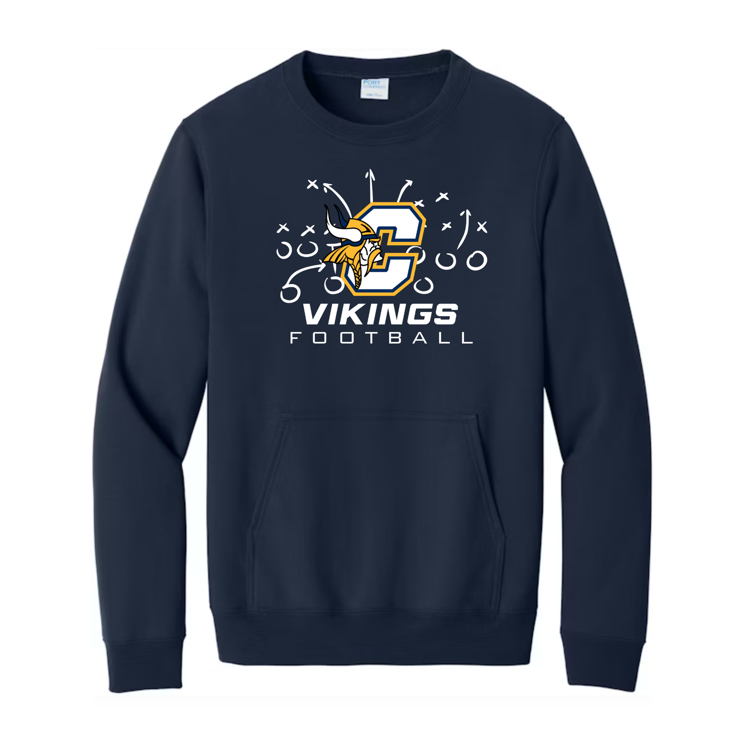 Cadillac Vikings Football ADULT Crewneck Sweatshirt w/ Front Pocket