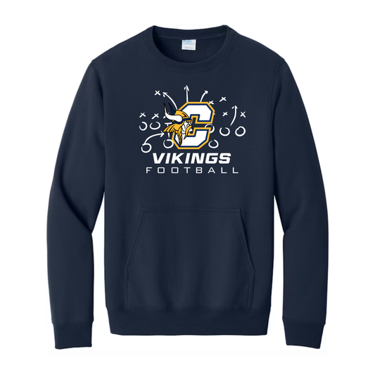 Cadillac Vikings Football ADULT Crewneck Sweatshirt w/ Front Pocket