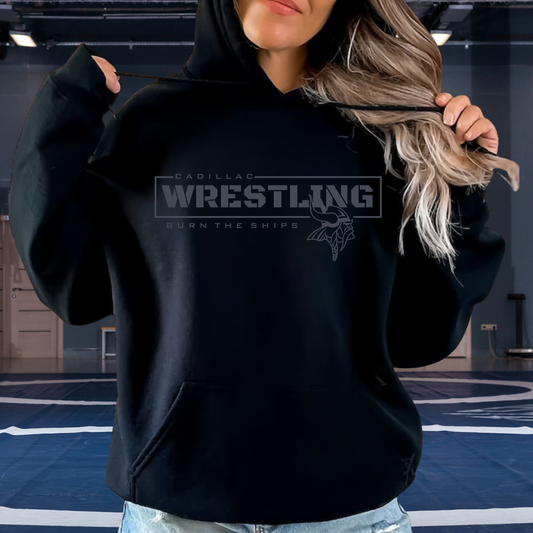 BLACKOUT Cadillac Vikings Wrestling ADULT Hoodie