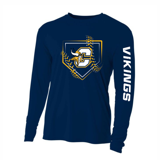 Long-Sleeve DRI-FIT Cadillac Vikings Baseball ADULT T-Shirt (Cooling Performance T-Shirt)