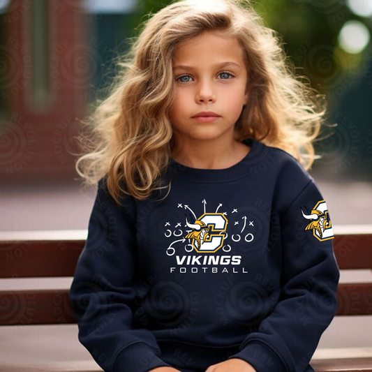 Cadillac Vikings Football YOUTH Unisex Crewneck Sweatshirt