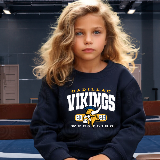 Cadillac Vikings Wrestling YOUTH Crewneck Sweatshirt