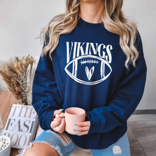 LOVE Vikings Football Adult Crewneck Sweatshirt