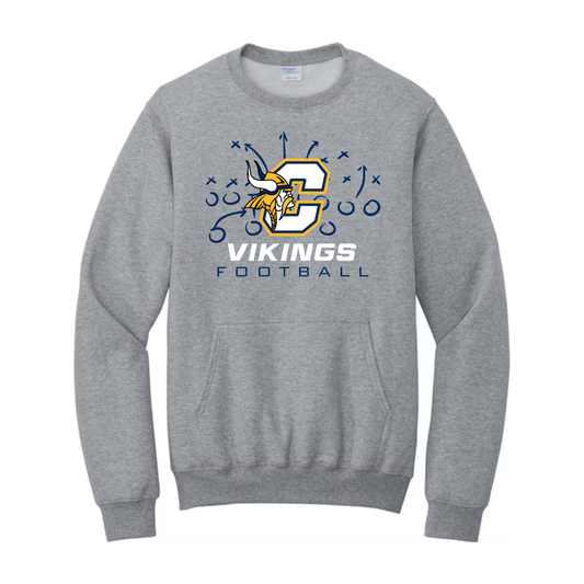 Cadillac Vikings Football ADULT Crewneck Sweatshirt w/ Front Pocket