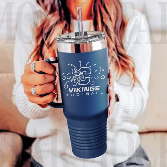 Cadillac Vikings Football 40 oz Tumbler w/Lid - NAVY