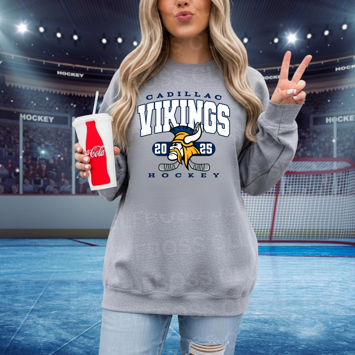 Cadillac Vikings Hockey ADULT Unisex Crewneck Sweatshirt