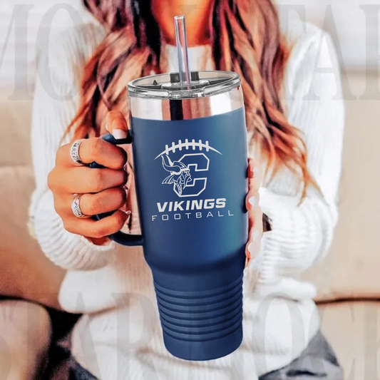 Cadillac Vikings Football 40 oz Tumbler w/Lid - NAVY