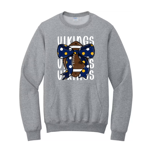 Cadillac Vikings Football ADULT Crewneck Sweatshirt w/ Front Pocket