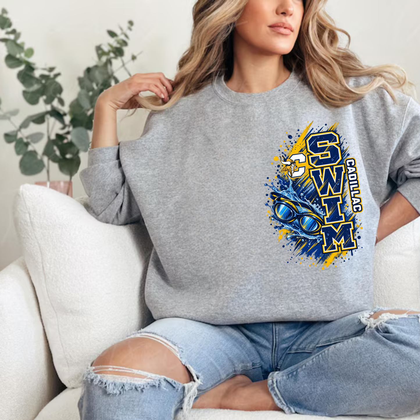 Cadillac Vikings Swim UNISEX Crewneck Sweatshirt