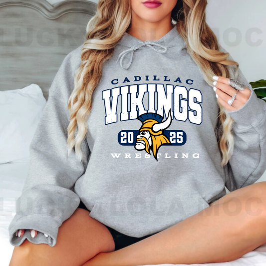 Cadillac Vikings Wrestling ADULT Hoodie