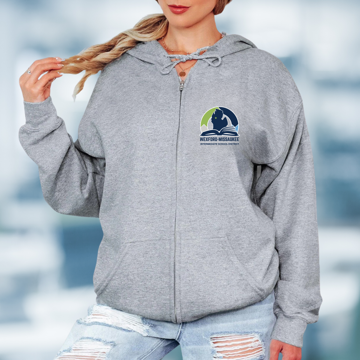 Wexford Missaukee ISD ADULT Unisex Full Zip Hoodie - HEATHER GREY