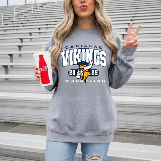 Cadillac Vikings Wrestling ADULT Unisex Crewneck Sweatshirt