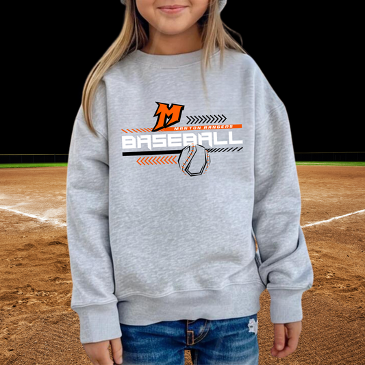 Manton Rangers Baseball YOUTH Crewneck Sweatshirt