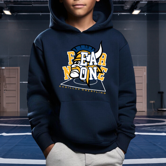 FEAR NONE Cadillac Vikings Wrestling Unisex YOUTH Hoodie