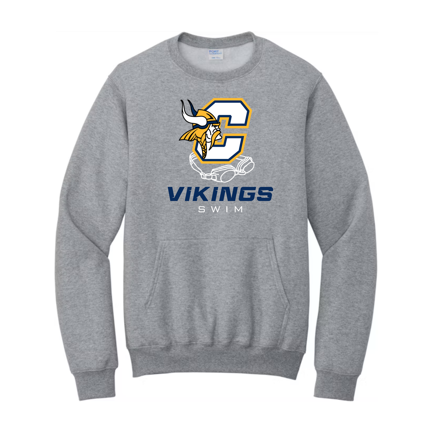 Cadillac Vikings Swim ADULT Crewneck Sweatshirt w/ Front Pocket