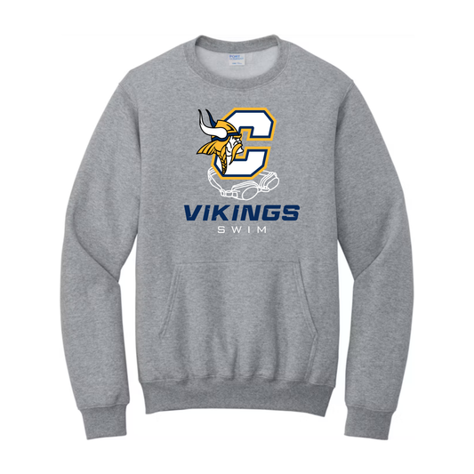 Cadillac Vikings Swim ADULT Crewneck Sweatshirt w/ Front Pocket