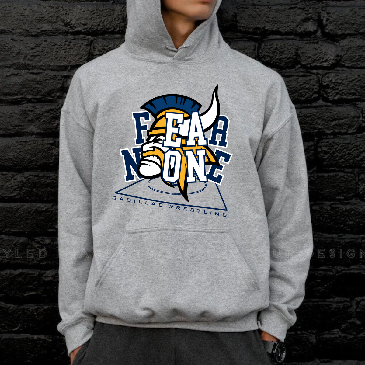 FEAR NONE Cadillac Vikings Wrestling Unisex YOUTH Hoodie
