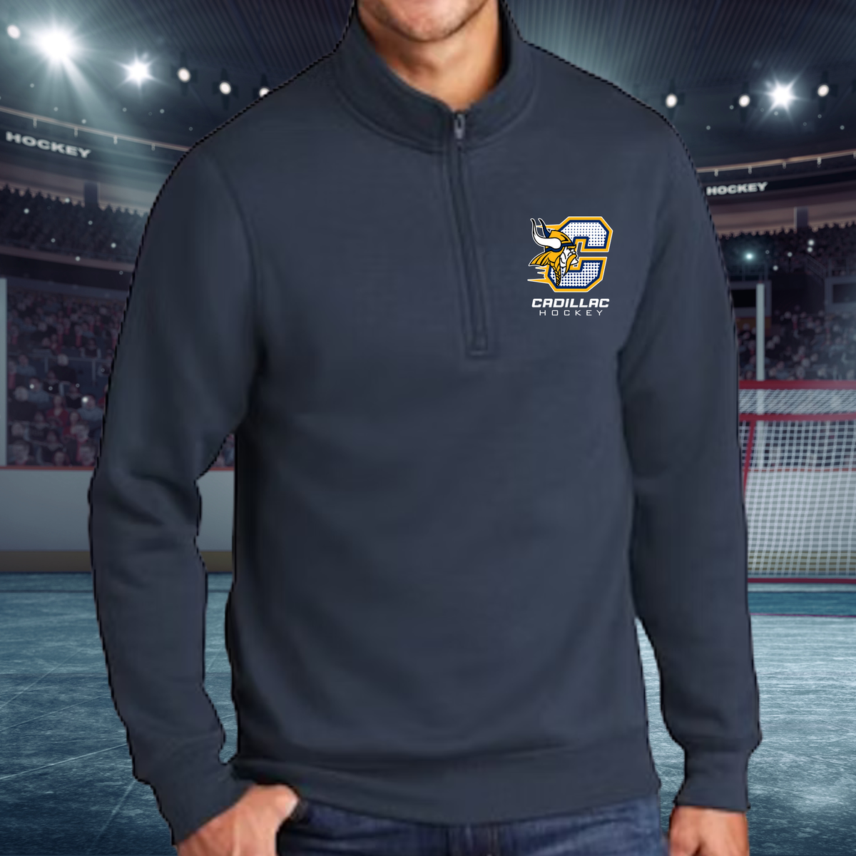 Cadillac Vikings Hockey ADULT 1/4-Zip Pullover Sweatshirt