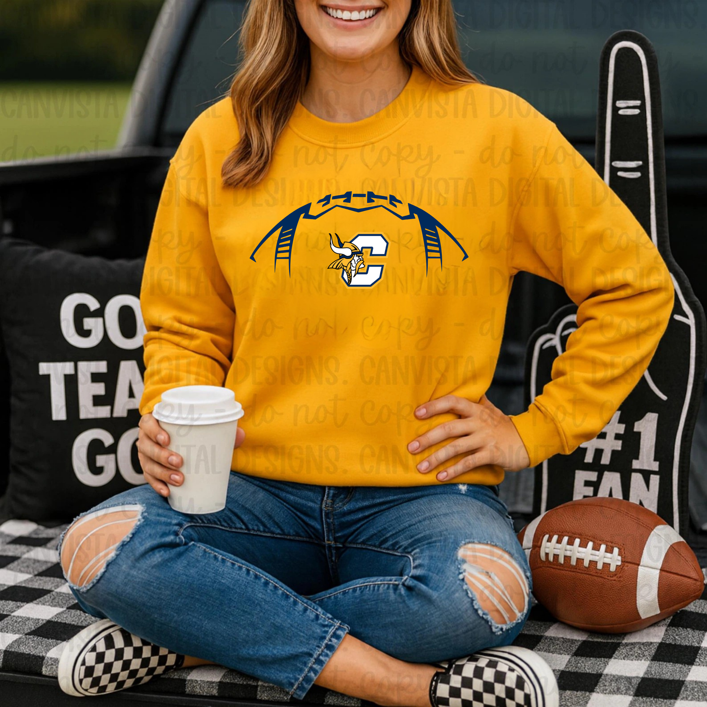 Cadillac Vikings Football UNISEX Crewneck Sweatshirt - GOLD