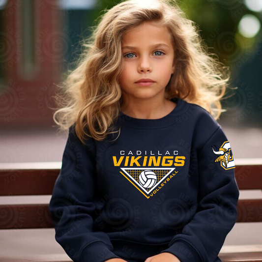 Cadillac Vikings Volleyball YOUTH Crewneck Sweatshirt