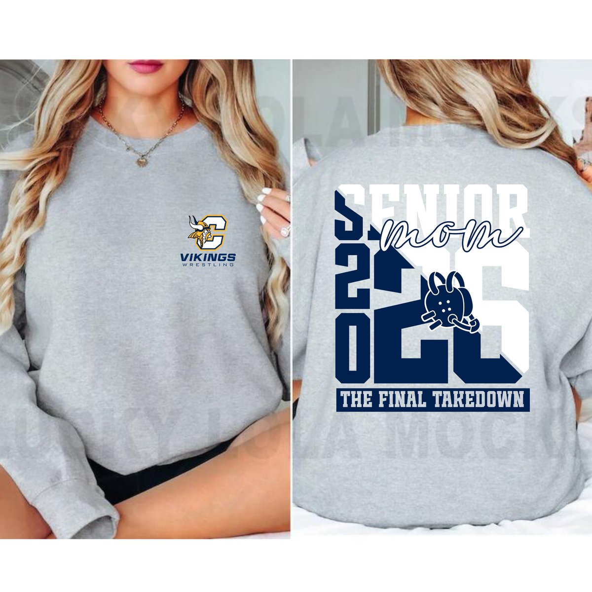 SENIOR Mom Cadillac Vikings Wrestling ADULT Unisex Crewneck Sweatshirt