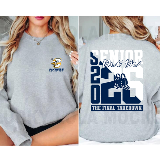 SENIOR Mom Cadillac Vikings Wrestling ADULT Unisex Crewneck Sweatshirt