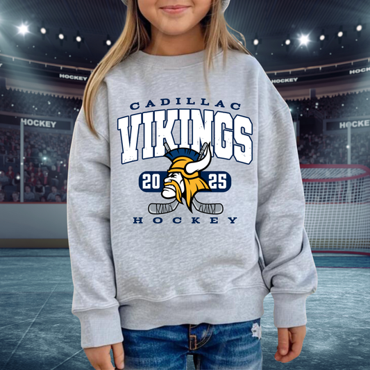 Cadillac Vikings Hockey YOUTH Crewneck Sweatshirt