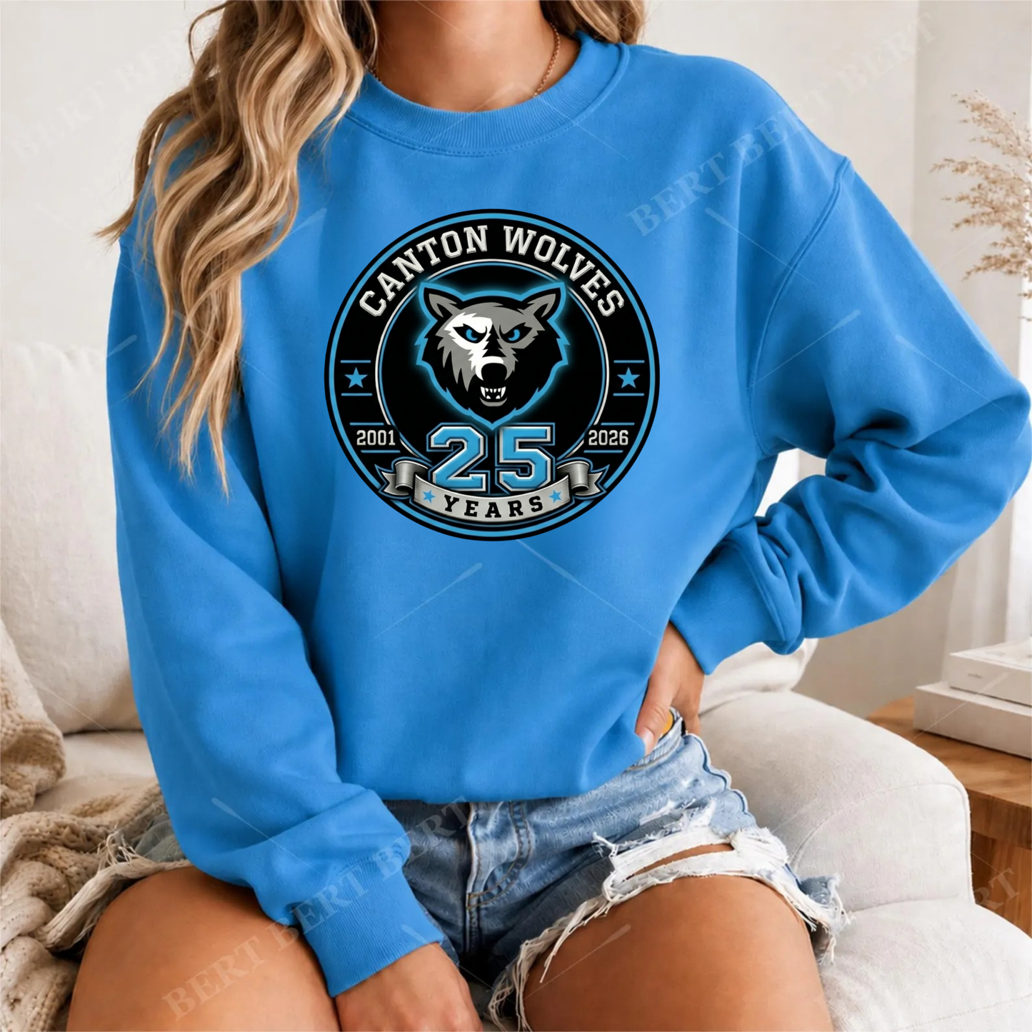 Canton Wolves Hockey UNISEX Crewneck Sweatshirt - BLUE
