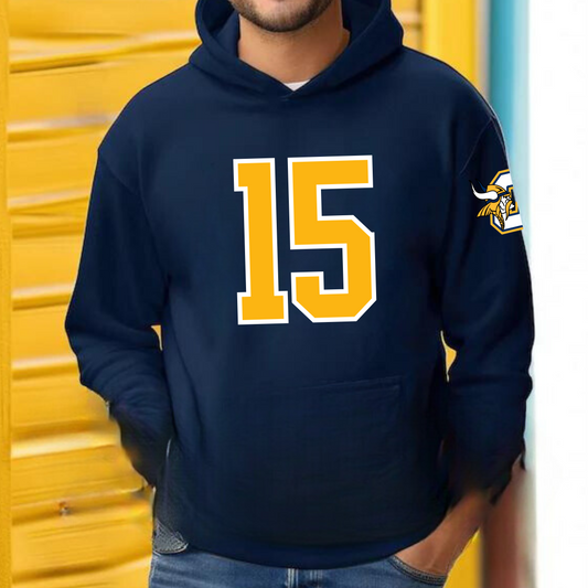 Vikings Varsity Number Adult Hoodie