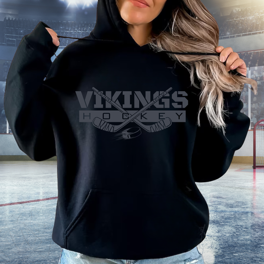 BLACKOUT Cadillac Vikings Hockey ADULT Hoodie