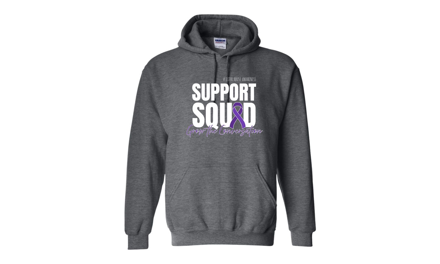 SUPPORT SQUAD - Elder Abuse Awareness Hoodie (DARK HEATHER GREY)