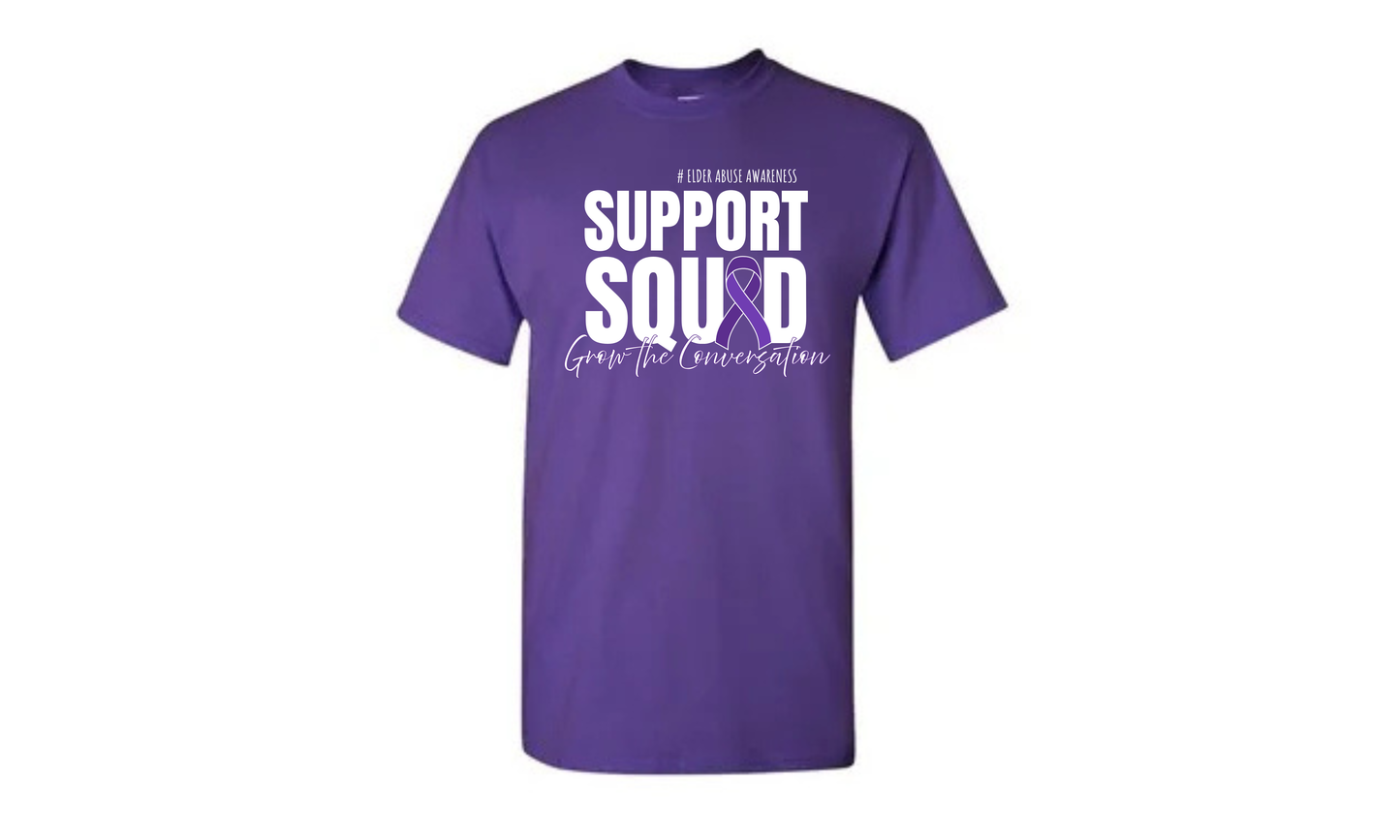 SUPPORT SQUAD - Elder Abuse Awareness T-Shirt (DARK PURPLE)