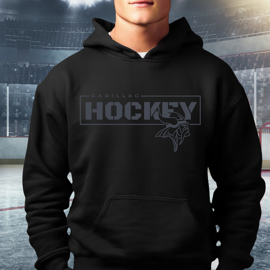 BLACKOUT Cadillac Vikings Hockey ADULT Hoodie