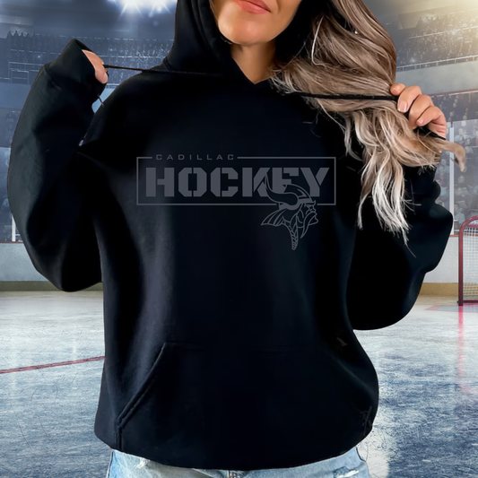 BLACKOUT Cadillac Vikings Hockey ADULT Hoodie