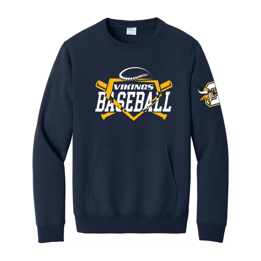NEW Cadillac Vikings Baseball ADULT Crewneck W/ FRONT POCKET