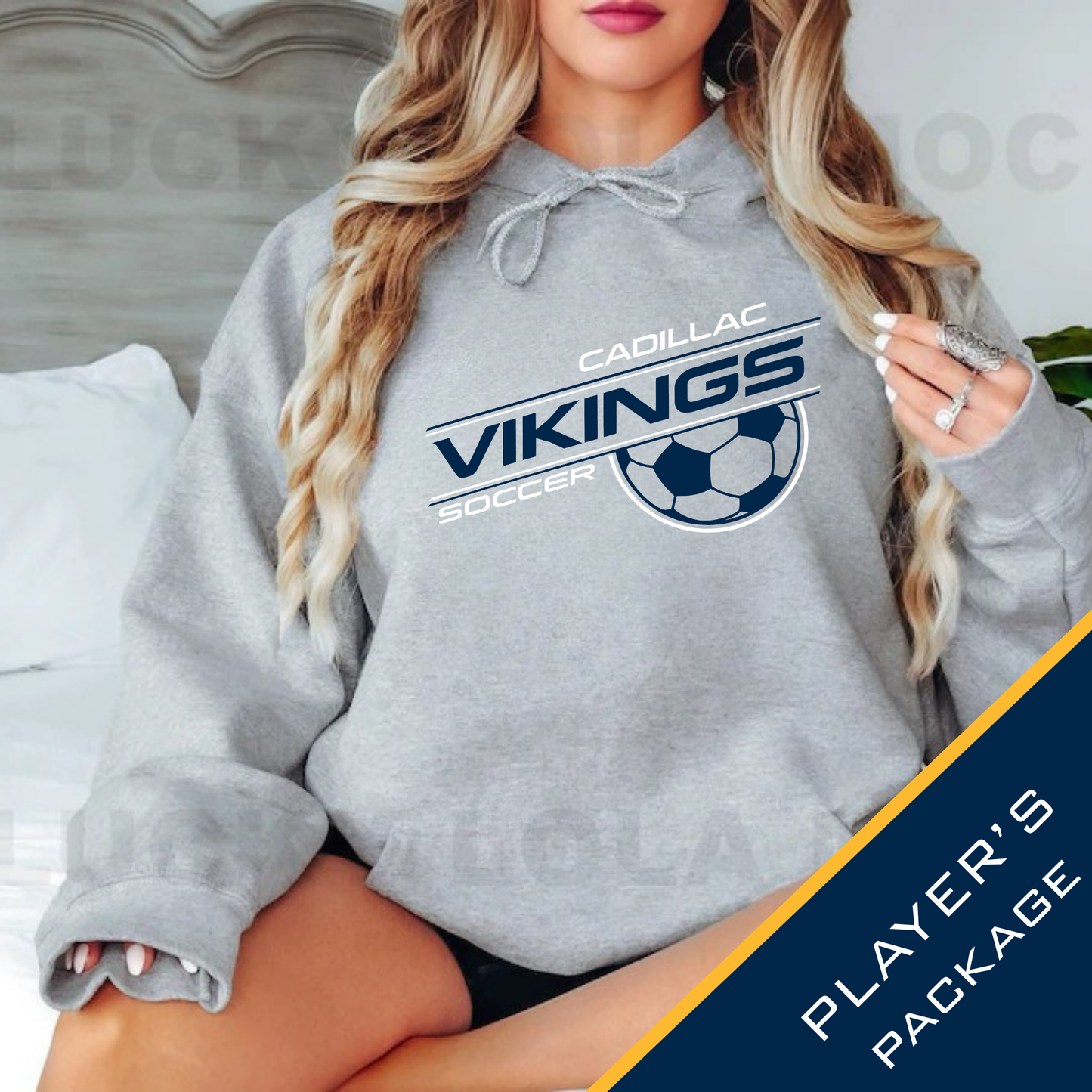 Cadillac Vikings Girls Soccer ADULT Hoodie - PLAYER PACKAGE PRICING - SPORT GREY