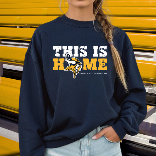 THIS IS HOME Cadillac Vikings Homecoming ADULT Unisex Crewneck Sweatshirt