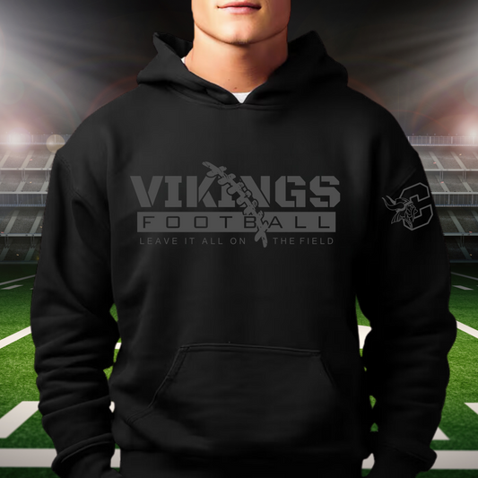 BLACKOUT EDITION Cadillac Vikings Football ADULT Hoodie