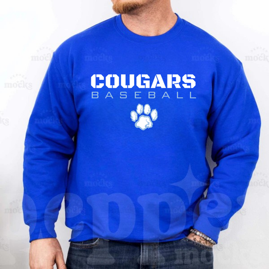 Greak Lakes Cougars Baseball ADULT Crewneck Sweatshirt